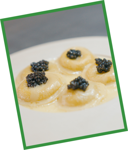 Ravioles Ossau Iraty AOP et Caviar Aquitaine IGP